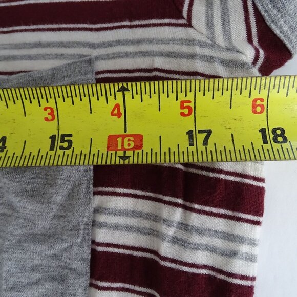 Ultra Flirt Stripe Burgundy Gray Short Sleeve Pocket T-shirt Dress Women Size XL - Picture 6 of 8